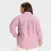 Women's Oversized Long Sleeve Collared Button-Front Shirt - Universal Thread™ Red Striped - 2 of 3