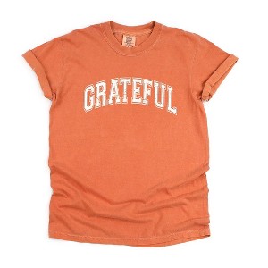 Simply Sage Market Women's Grateful Varsity Short Sleeve Garment Dyed Tee - 1 of 4