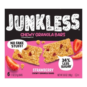 JUNKLESS Strawberry Chewy Granola Bars - 6.6oz/6ct - 1 of 4