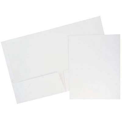 JAM Paper Laminated Two-Pocket Glossy Presentation Folders White 103489D