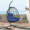 Rattan Swing Egg Chair with Stand and Cushion for Indoor/Outdoor Use - 2 of 4