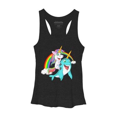 Women's Design By Humans Rainbow Unicorn and Narwhal Horn Friends By ZeusSE Racerback Tank Top