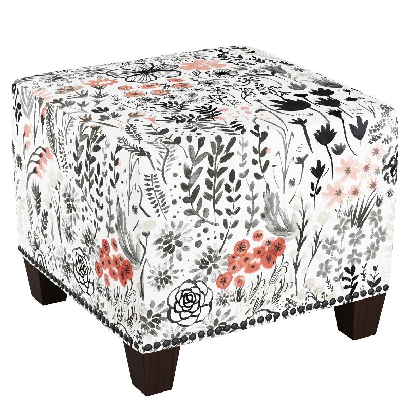 Skyline Furniture Square Nail Button Ottoman Patterned, 1 of 5