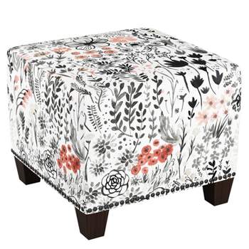 Skyline Furniture Square Nail Button Ottoman Patterned
