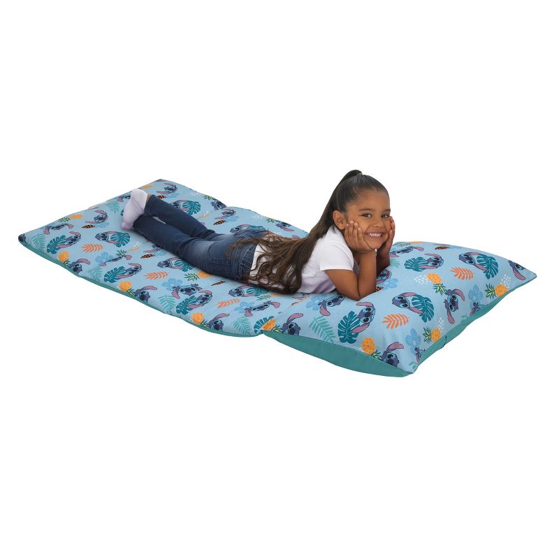 Disney Stitch Weird But Cute Blue, Teal and Coral Deluxe Easy Fold Toddler Nap Mat, 1 of 6