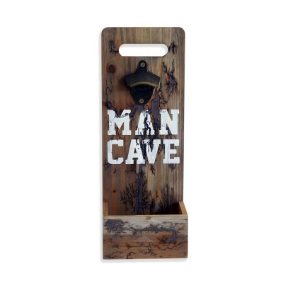 TX USA Corporation Wall Mount Wood Man Cave Beer Bottle Cap Opener and Catcher