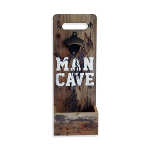 TX USA Corporation Wall Mount Wood Man Cave Beer Bottle Cap Opener and Catcher - 1 of 2