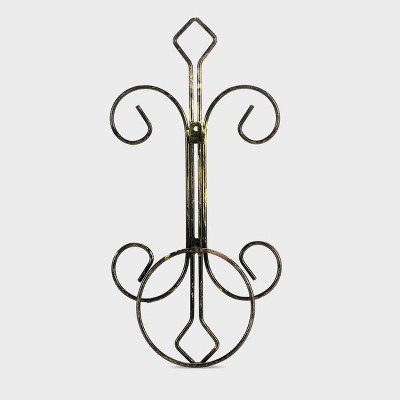 Iron Single Pot Novelty Wall Planter With Distressed Detail Black/Gold - Ore International