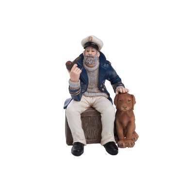 Beachcombers 4.72" Sea Captain w/ Dog Decorative Tabletop Figurine