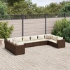 vidaXL 10 Piece Patio Lounge Set with Cushions - Brown Poly Rattan Outdoor Furniture, Modular Sofa Set for Garden, Deck, Terrace - 2 of 4