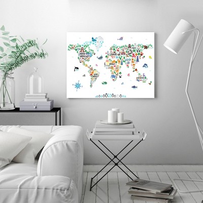 Nacnic Film for framing World Map Poster with Images of the World Watercolour Style Map of the World Paper 250 Grams 30x40cm Model A Foil Maps Home Decor