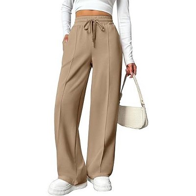 Pinspark Wide Leg Sweatpants Women High Waisted Baggy Sweat Pants Elastic Elevated Seams Loose Active Pants with Pockets
