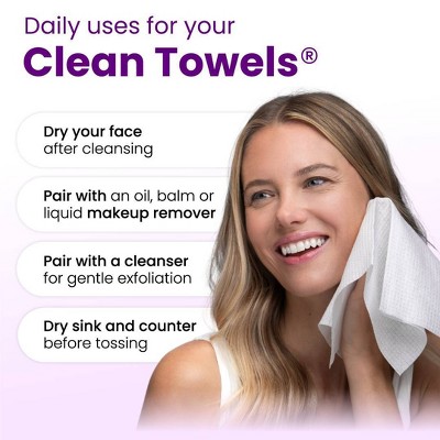 Clean Skin Club Healthy Aging Towels - XL - 10ct: Basic Cleansing, Alcohol-Free, For Combination & Sensitive Skin, Facial Cleansing Wipes
