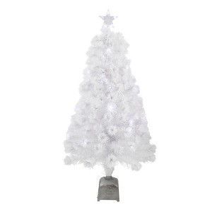 Northlight 4' Pre-Lit Artificial Christmas Tree Slim Color Changing Fiber Optic - Multicolor LED Lights - 1 of 4