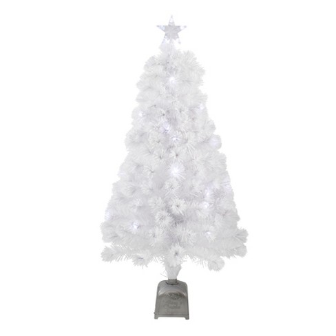 Northlight 4' Pre-Lit Medium White Iridescent Fiber Optic Artificial Christmas  Tree - Blue LED Lights