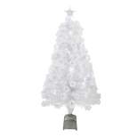 Northlight 4' Pre-Lit Artificial Christmas Tree Slim Color Changing Fiber Optic - Multicolor LED Lights