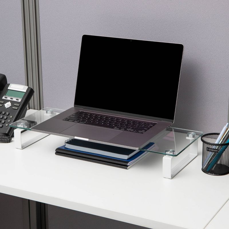 Mind Reader Monitor Stand Office Glass Clear, 4 of 6