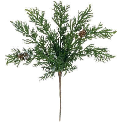 Sullivans Artificial Cypress with Snow Pick 10"H Green