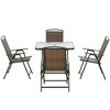 Outsunny 5 Pieces Wicker Patio Dining Set, Foldable Outdoor Table and Chairs with Umbrella Hole, Tempered Glass Table, Dark Brown - 4 of 4