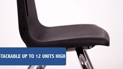 Black and Silver Armless Metal Stacking School Chair