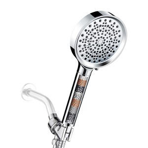 Cobbe Filtered Shower Head with Handheld, High Pressure 6 Spray Mode Showerhead, Water Softener Filters Beads for Hard Water - Remove Chlorine, Chrome - 1 of 4
