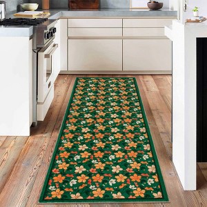 Coolmee Washable Area Rugs for Living Room Boho Floral Low Pile Non Slip Indoor Floor Carpet for Nursery Playroom Bedroom - 1 of 4