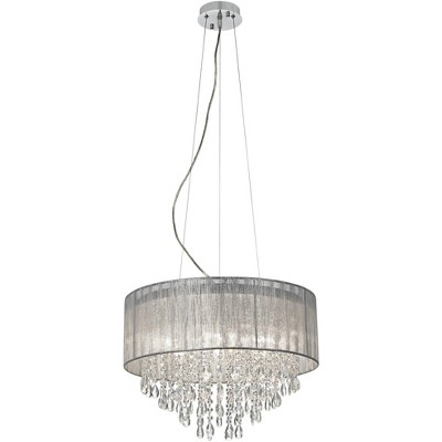 Jolie 20" Chrome Crystal Drum Shade Chandelier