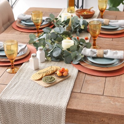 Brown and Off-White Cotton Chevron Table Runner 15x108