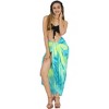 LA LEELA Women's Long Beachwear Vacation Swimsuit Sarong Wrap Swimwear Cover up Wraps One Size Blue, Tie Dye Design - 2 of 4