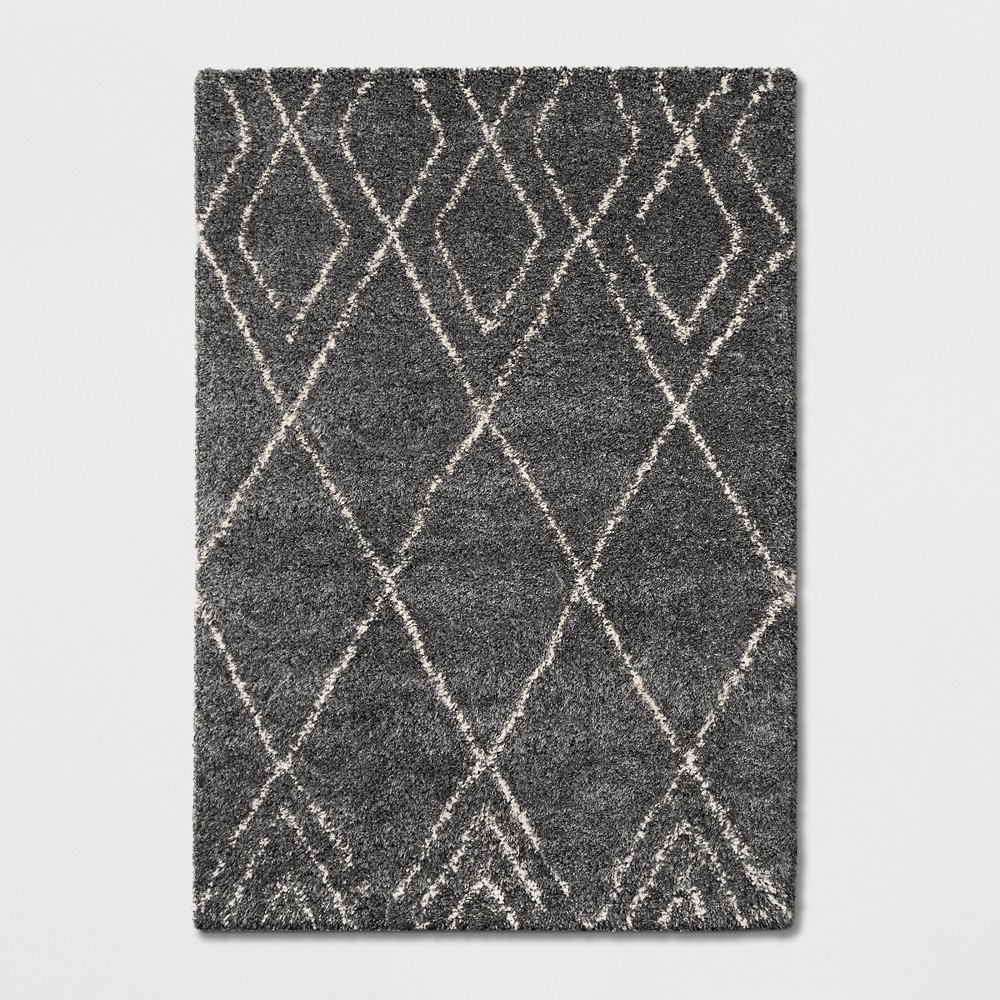 7'x10' Diamond Patterned Shag Woven Area Rug Gray - Project 62™