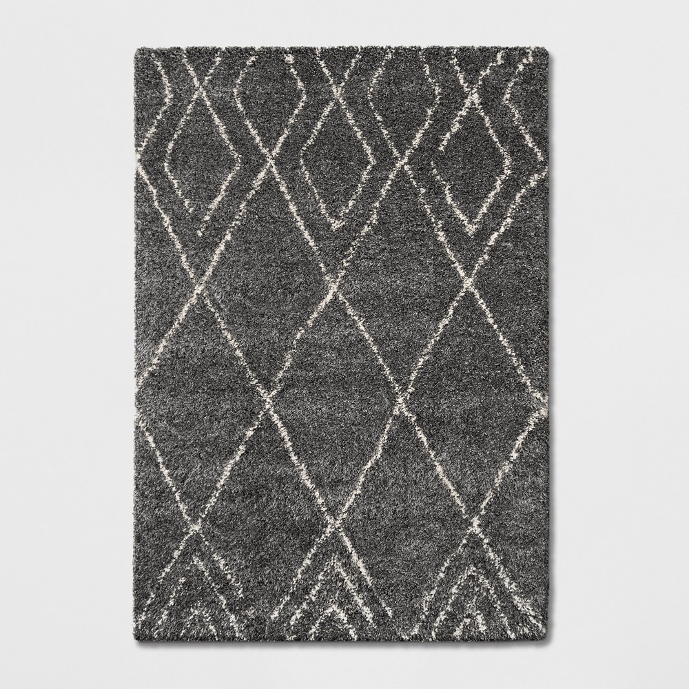 7'x10' Diamond Patterned Shag Woven Area Rug Gray - Project 62™ -  53566769