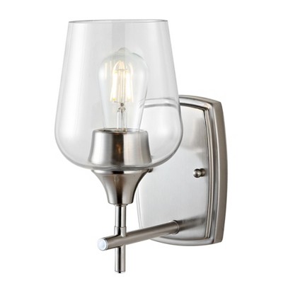 Valda 11" Nickel and Glass Contemporary Wall Sconce