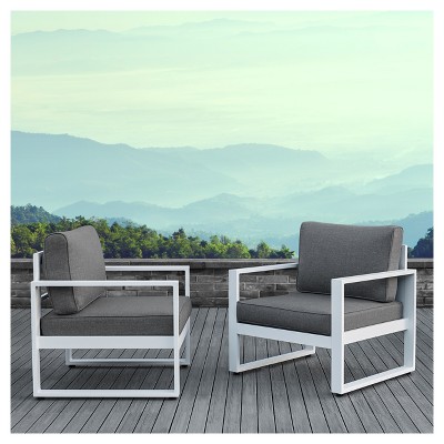 Baltic 2pc Metal Patio Chair Set - White - Real Flame