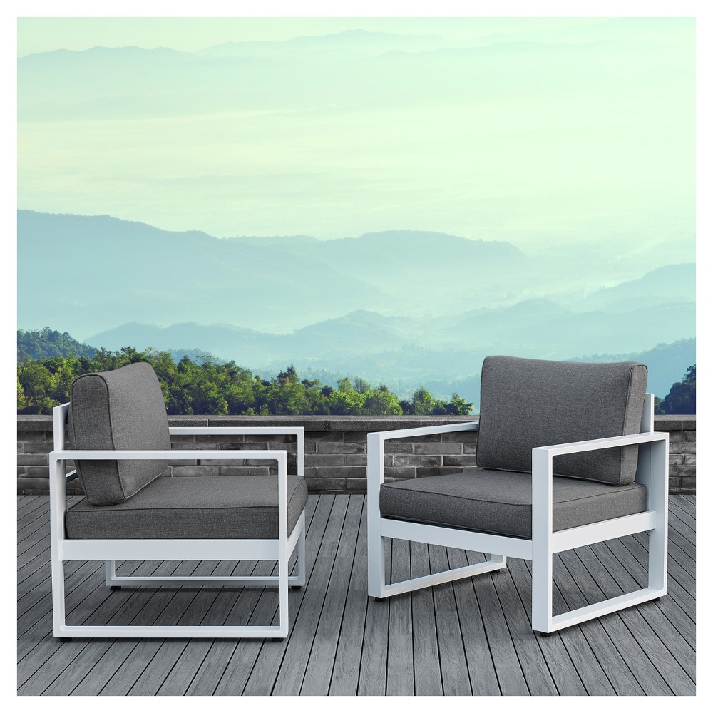Photos - Garden Furniture RealFlame Baltic 2pc Metal Patio Chair Set - White - Real Flame 