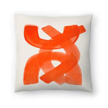 Americanflat Abstract Modern Orange Brush Strokes By Ejaaz Haniff Throw Pillow