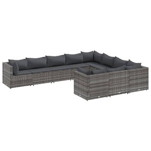 vidaXL Patio Sofa Set Grey PE rattan, Powder-coated steel Large - 1 of 4