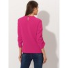 INSPIRE CHIC Women's Work Office Keyhole Pleated Front Ruched 3/4 Sleeve Chiffon Blouse - 4 of 4