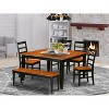 HomeStock 6-Piece Rectangle Black Finish Solid Wood Top Dining Table with 1 Bench, 4 Chairs - 2 of 4