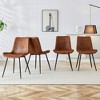 HDZNVF Set of 4 Modern Medieval Style Restaurant Brown Cushioned Chairs With Suede Backrests, Brown - 2 of 4