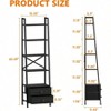 5 - Tier Ladder Shelf with 2 Drawers Narrow Bookshelf Storage Shelves Industrial Bookcase Freestanding Rack Units Bedroom - 3 of 4
