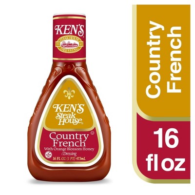 Ken's Steak House Country French with Orange Blossom Honey Salad Dressing, 16 fl. oz. Pack of 4