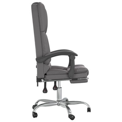 Gray Faux Leather Reclining Office Chair with Massage Function
