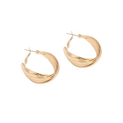 SOHI Women's California Gold Swirl Hoop Earrings