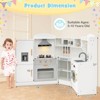 Honeyjou Corner Play Kitchen Toddler Kitchen Playset with Range Hood, Ice Maker, Microwave White/Pink - image 3 of 4