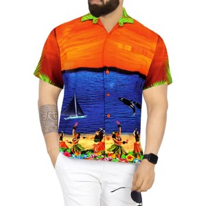 LA LEELA Men's Hawaiian Shirts Short Sleeve Button Down Shirt Mens Vacation Shirts Beach Casual Tropical Shirts for Men - 1 of 3