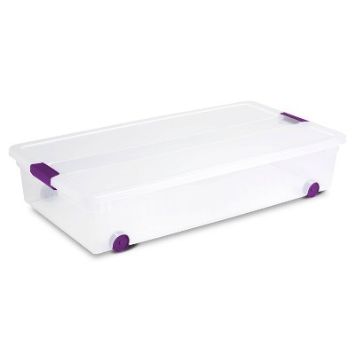 Sterilite 6 Qt Clear View Box Clear With Latches Purple : Target