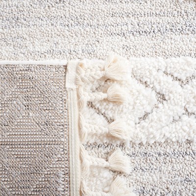 Ivory Diamond Braided Fringe 6'7" Square Shag Rug