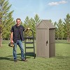 Lockable Outdoor Storage Shed, Waterproof & Heavy-Duty Resin Garden Tool Cabinet, Weather-Resistant for Secure Patio, Backyard, and Garage Use - Grey - 2 of 4