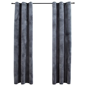 vidaXL Blackout Curtains with Rings 2 pcs Anthracite 37"x84" Velvet - 1 of 1