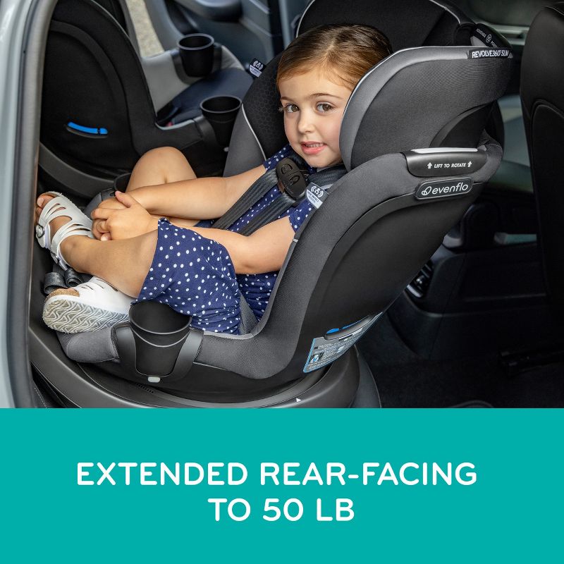 Evenflo Revolve 360 Slim 2-in-1 Rotational Convertible Car Seat with Quick Clean Cover, 6 of 34